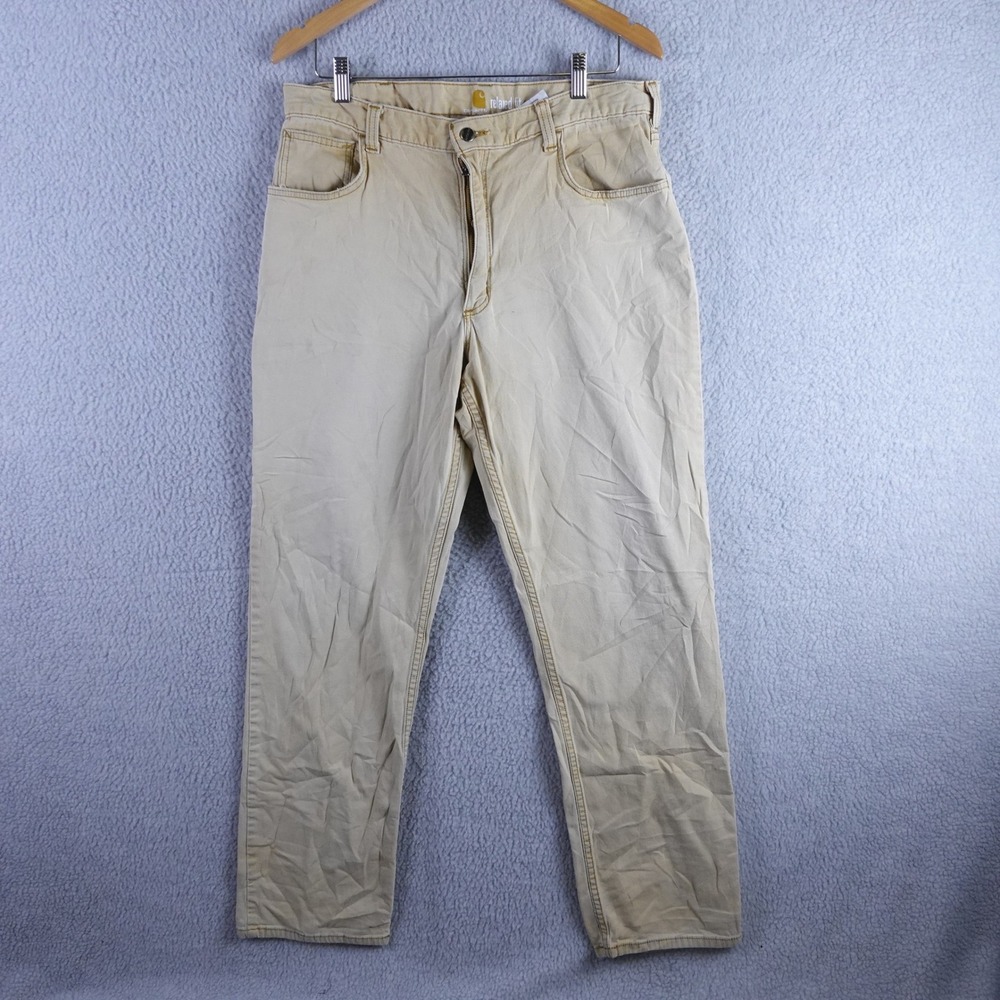 Carhartt Relaxed Fit Canvas Work Pants Khaki Tan 102517-916 Mens 36x34